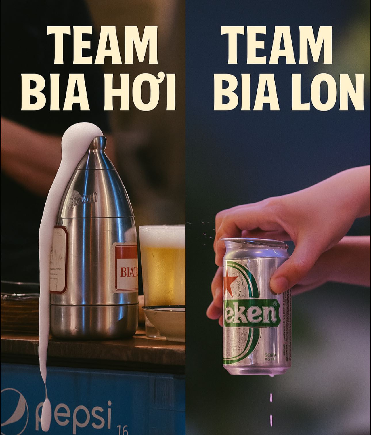 Bia Khô Mực のドリンクと食卓