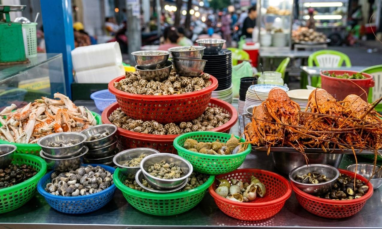 Quán ốc Sáu Nở の新鮮な海鮮